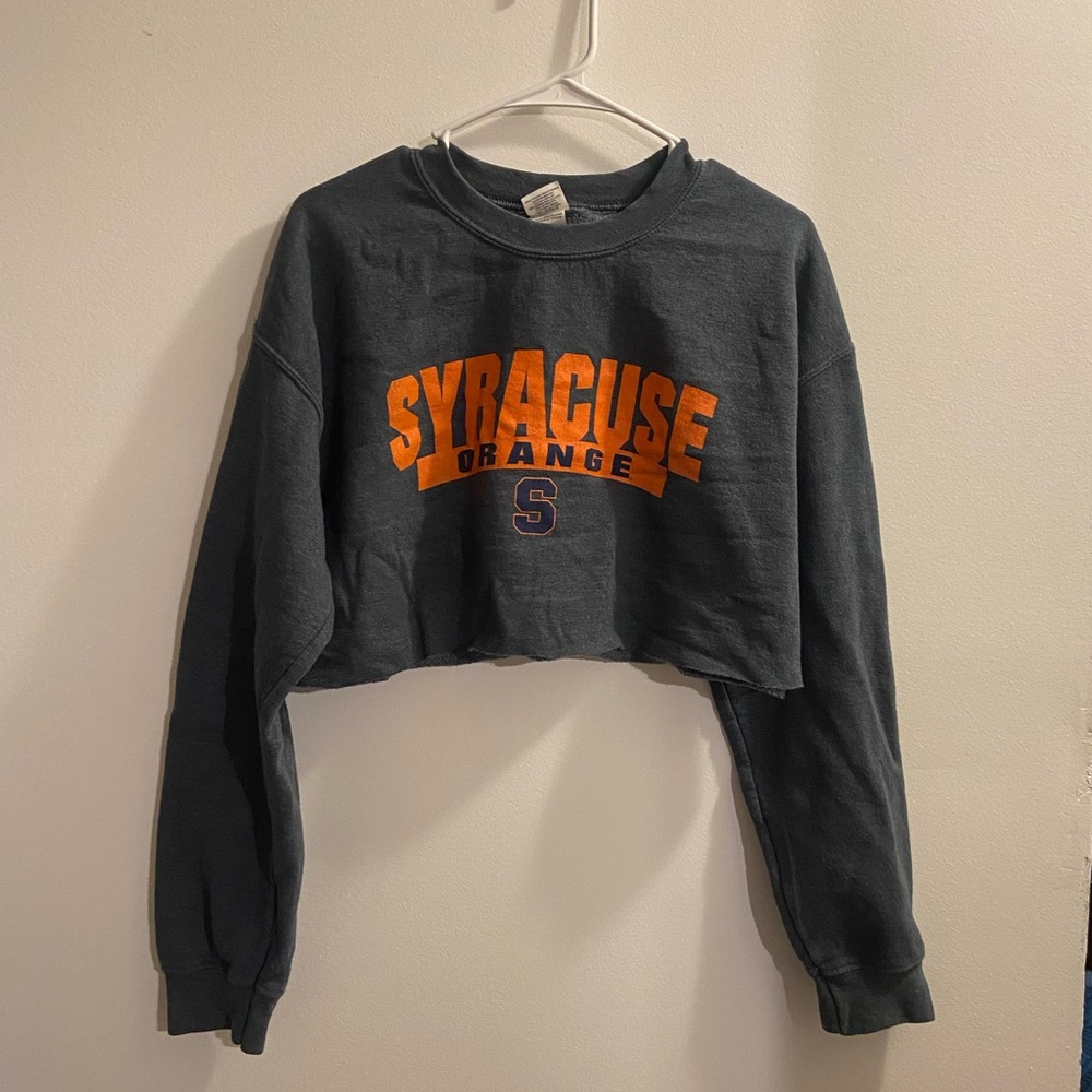 Gildan Dark Gray Syracuse Orange Crop Sweatshirt